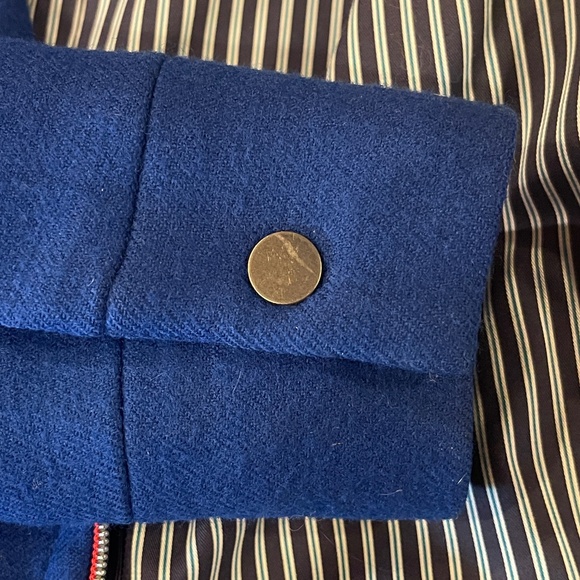 NEW! Falconnable Blue Wool Moto Jacket Size 38/6 - Picture 15 of 15